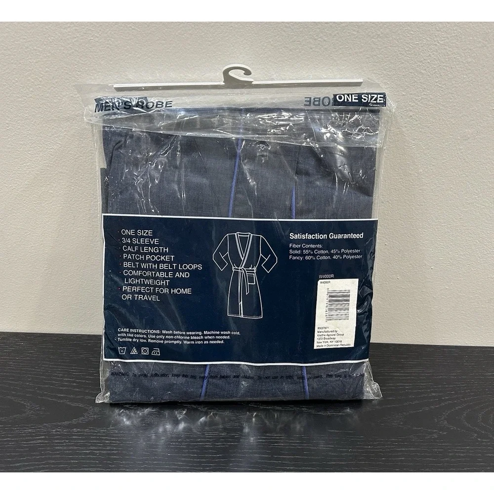 Puritan Men's Lightweight Robe Blue One Size NEW